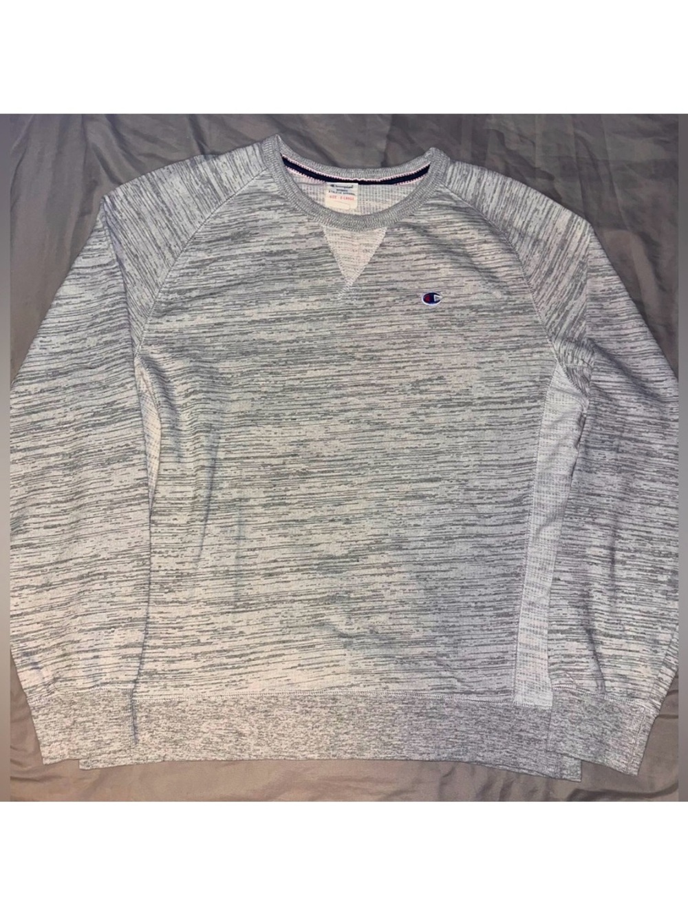 Champion Athletic Apparel Grey Long Sleeve French Terry Crewneck Shirt Mens XL